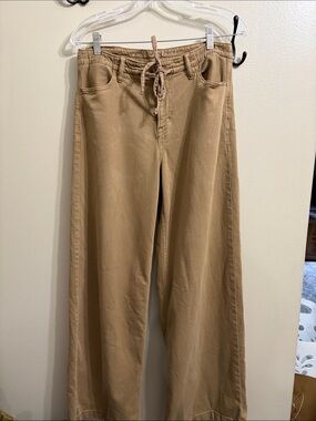 Americans Eagle Outfitters Tan Wide-Leg Drawstring Pants size 4 Tall